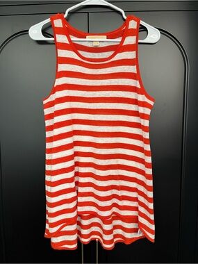 Michael Kors Orange and White Striped Tank Top